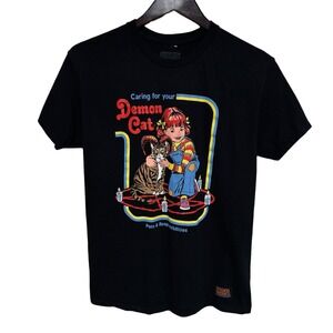 Steven Rhodes Men's Caring For Your Demon Cat T Shirt Black‎ Size M 18 x 27